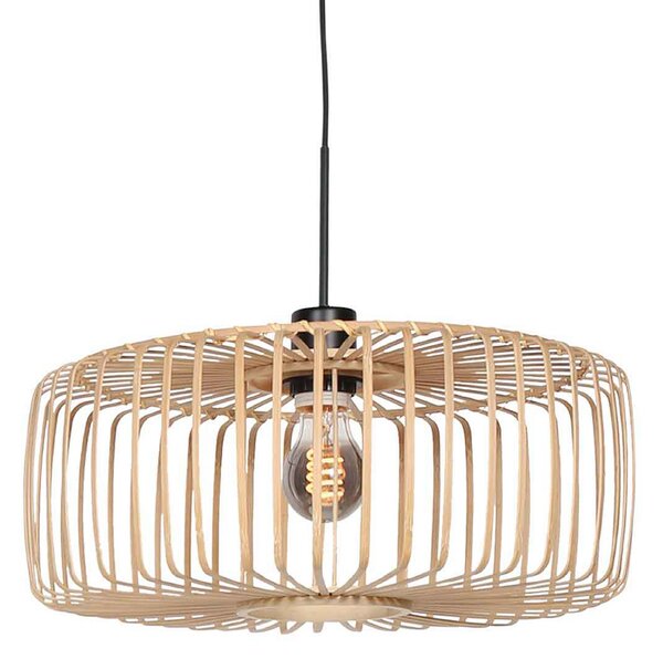 Steinhauer Φωτιστικό οροφής Sparkled Light, μαύρο/φυσικό μπαμπού, Ø 50 cm, ρυθμιζόμενος, Μαύρο, Σαλόνι / τραπεζαρία, Μπαμπού