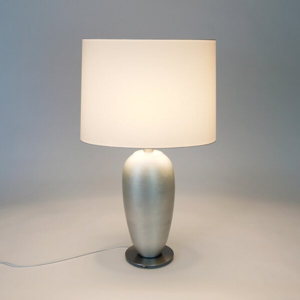 Holländer Επιτραπέζια λάμπα OMEGA OVAL, ασημί/λευκό, ύψος 65 cm, κεραμική, E27, Μεταλλικό, Σαλόνι / τραπεζαρία, Κεραμικό υλικό