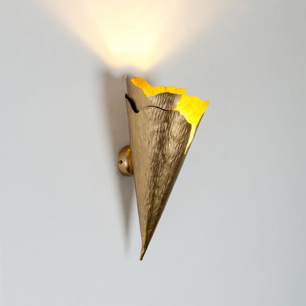 Holländer Φωτιστικό τοίχου GINGKO QUATTRO, χρυσό, ύψος 31 cm, μέταλλο, G9, ρυθμιζόμενος, Χρυσό / Ορείχαλκου, Σαλόνι / τραπεζαρία, Μέταλλο
