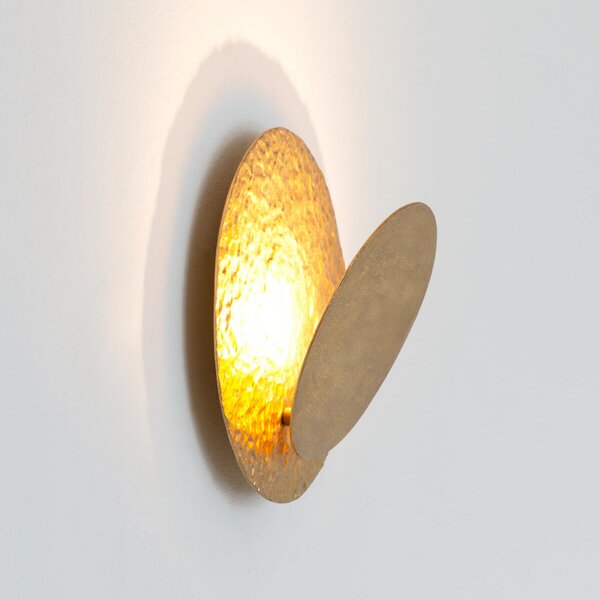 Holländer Φωτιστικό τοίχου LED CORONARE, Ø 26 cm, χρυσό, μέταλλο, με δυνατότητα ρύθμισης, ρυθμιζόμενος, Χρυσό / Ορείχαλκου, Σαλόνι / τραπεζαρία, Μέταλλο, σύγχρονο