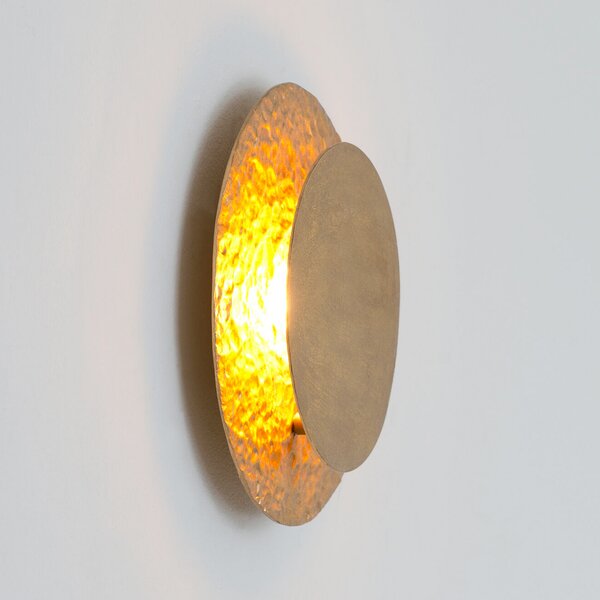 Holländer Φωτιστικό τοίχου LED CORONARE, Ø 26 cm, χρυσό, μέταλλο, με δυνατότητα ρύθμισης, ρυθμιζόμενος, Χρυσό / Ορείχαλκου, Σαλόνι / τραπεζαρία, Μέταλλο, σύγχρονο