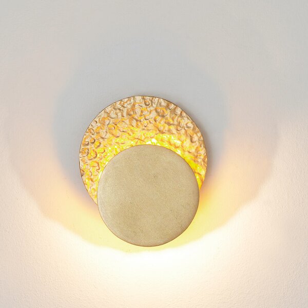 Holländer Φωτιστικό τοίχου LED CORONARE, Ø 17 cm, χρυσό, μέταλλο, με δυνατότητα ρύθμισης, ρυθμιζόμενος, Χρυσό / Ορείχαλκου, Σαλόνι / τραπεζαρία, Μέταλλο, σύγχρονο