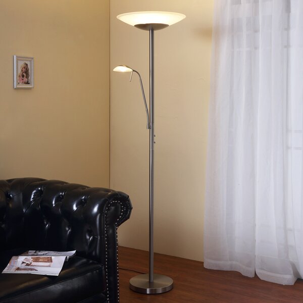 Lindby Φωτιστικό δαπέδου LED Ragna, φωτιστικό ανάγνωσης, νικέλιο, με δυνατότητα, ρυθμιζόμενος, Μεταλλικό, Σαλόνι / τραπεζαρία, Μέταλλο, σύγχρονο, Φως ανάγνωσης