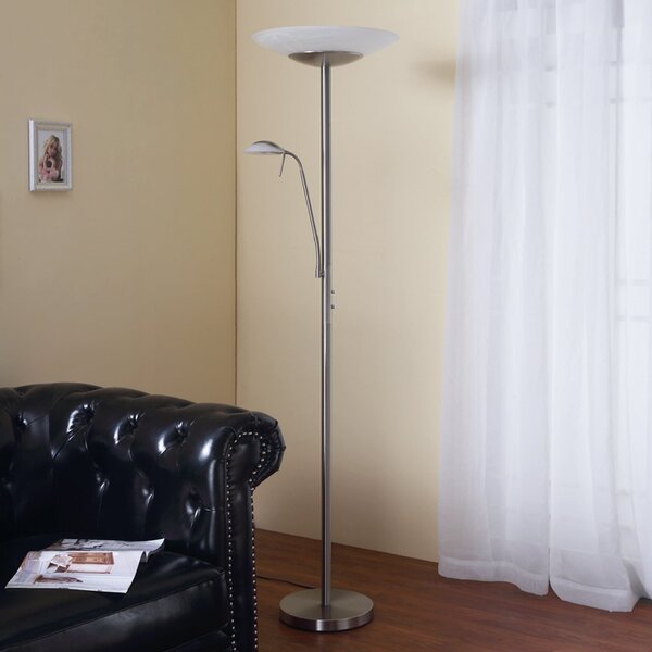 Lindby Φωτιστικό δαπέδου LED Ragna, φωτιστικό ανάγνωσης, νικέλιο, με δυνατότητα, ρυθμιζόμενος, Μεταλλικό, Σαλόνι / τραπεζαρία, Μέταλλο, σύγχρονο, Φως ανάγνωσης