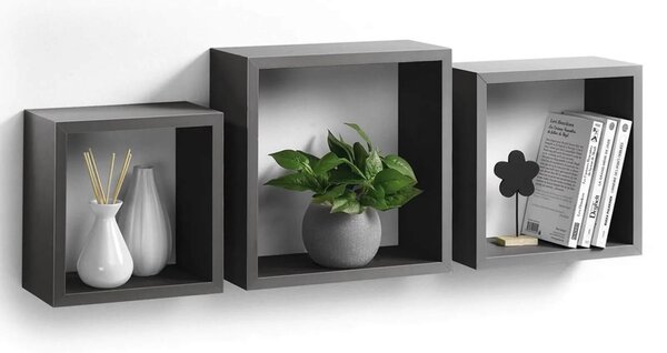 Σετ Ράφια Τοίχου Cubes Homea - Antracite Grey - 3 τεμάχια