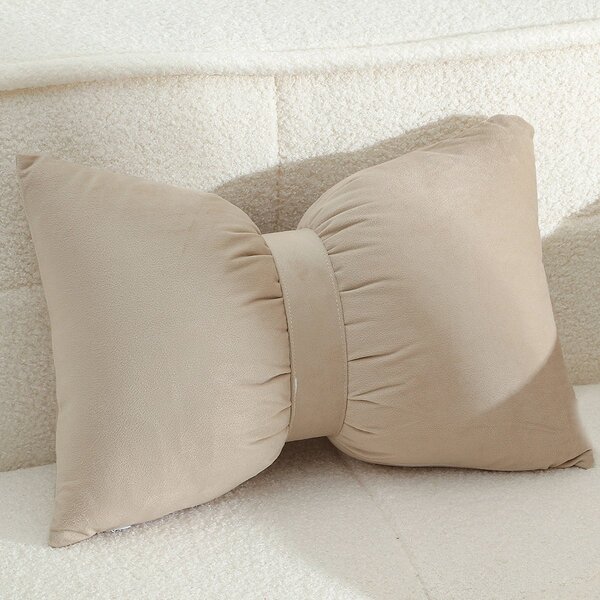 Διακοσμητικό Μαξιλάρι Βελουτέ (35x50) Melinen Bow Beige