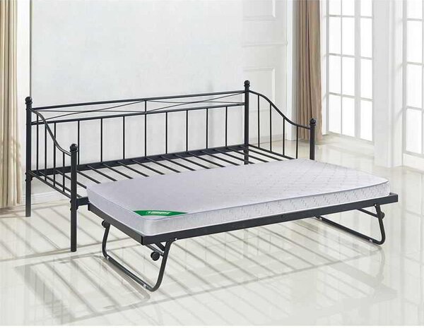 Set MARIN Daybed (για στρώμα 90x190) + Βοηθητικό Κρεβάτι με Στρώμα 185x85 Μέταλλο Μαύρο