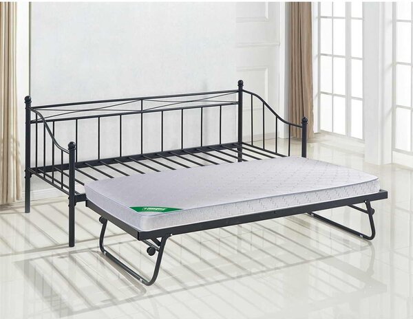 Set MARIN Daybed (για στρώμα 90x190) + Βοηθητικό Κρεβάτι με Στρώμα 185x85 Μέταλλο Μαύρο