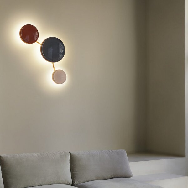 MARSET LED απλίκα Caramel, οπαλίνα, Ø 22 cm, TRIAC, γυαλί, ρυθμιζόμενος, Λευκό, Σαλόνι / τραπεζαρία, Γυαλί, σχεδιασμός