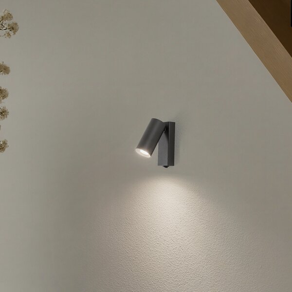 Nowodvorski Lighting Επιτοίχιος προβολέας FOURTY, σκούρο γκρι, ύψος 17 cm, μέταλλο, GU10, Γκρι, Σαλόνι / τραπεζαρία, Μέταλλο, σύγχρονο