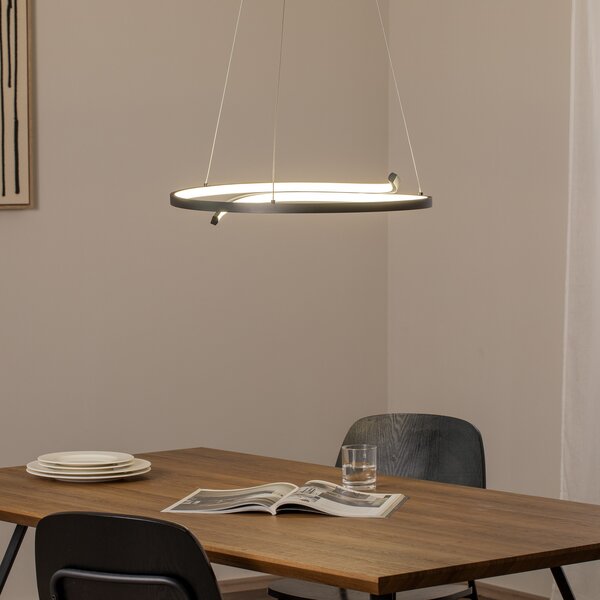 Milagro Lighting LED κρεμαστό φωτιστικό Lorenzo, μέταλλο, μαύρο, 4.000 K, Μαύρο, Σαλόνι / τραπεζαρία, Μέταλλο, σύγχρονο