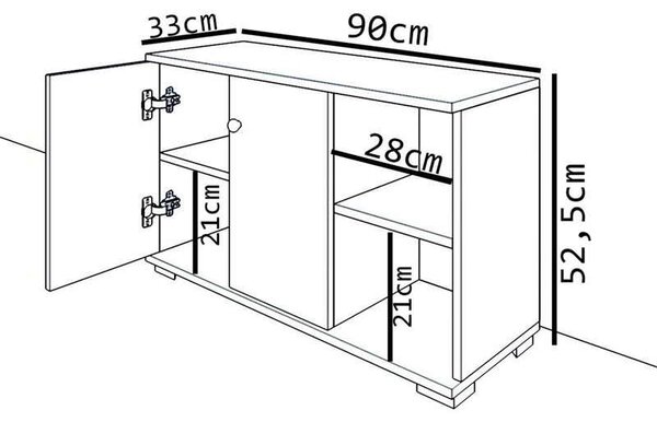 Έπιπλο εισόδου Deril pakoworld λευκό-sonoma 90x33x52.5εκ