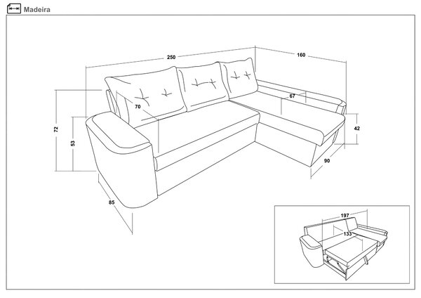 Γωνιακός καναπές – κρεβάτι Madeira