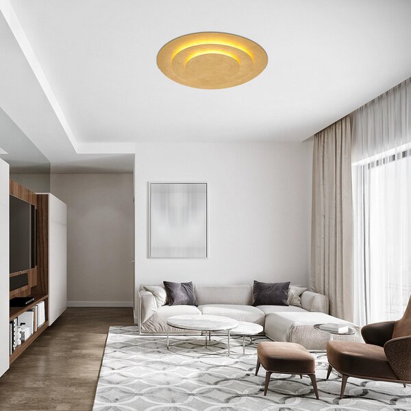 Globo Φωτιστικό οροφής Heda LED, Ø 49 cm, χρυσό χρώμα, μέταλλο, Χρυσό / Ορείχαλκου, Σαλόνι / τραπεζαρία, Μέταλλο, σύγχρονο