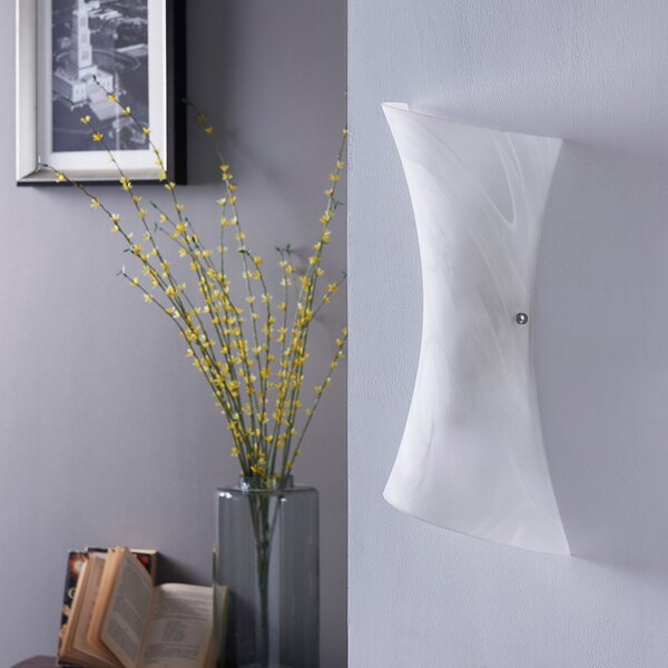 Lindby Φωτιστικό τοίχου Ebba, ύψος 39 cm, λευκό αλάβαστρο, γυαλί, ρυθμιζόμενος, Λευκό, Διάδρομος, Μέταλλο, σύγχρονο