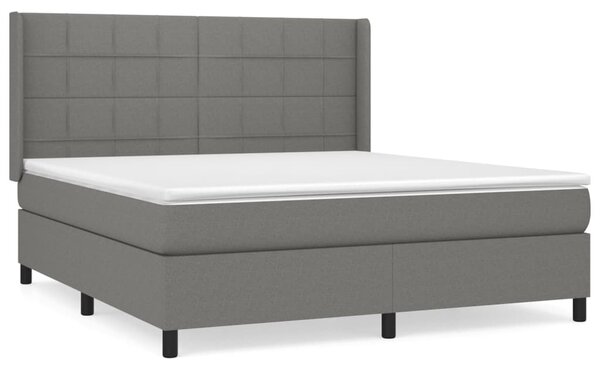 VidaXL Κρεβάτι Boxspring με Στρώμα Σκούρο Γκρι 160x200 εκ Υφασμάτινο