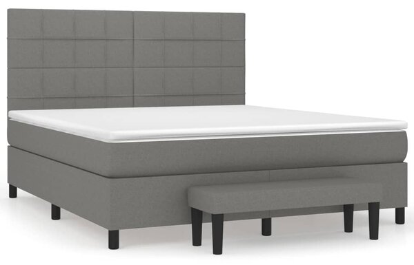 VidaXL Κρεβάτι Boxspring με Στρώμα Σκούρο Γκρι 160x200 εκ Υφασμάτινο