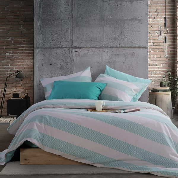 Παπλωματοθήκη Μονή (Σετ 170x240) 2 Όψεων Nef-Nef Homeware Casual Stripe Petrol