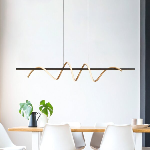 JUST LIGHT. GmbH Emanda LED κρεμαστό φωτιστικό, σίδερο, μαύρος ορείχαλκος, ρυθμιζόμενος, Μαύρο, Σαλόνι / τραπεζαρία, Μέταλλο, σύγχρονο