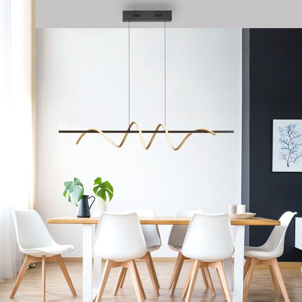 JUST LIGHT. GmbH Emanda LED κρεμαστό φωτιστικό, σίδερο, μαύρος ορείχαλκος, ρυθμιζόμενος, Μαύρο, Σαλόνι / τραπεζαρία, Μέταλλο, σύγχρονο