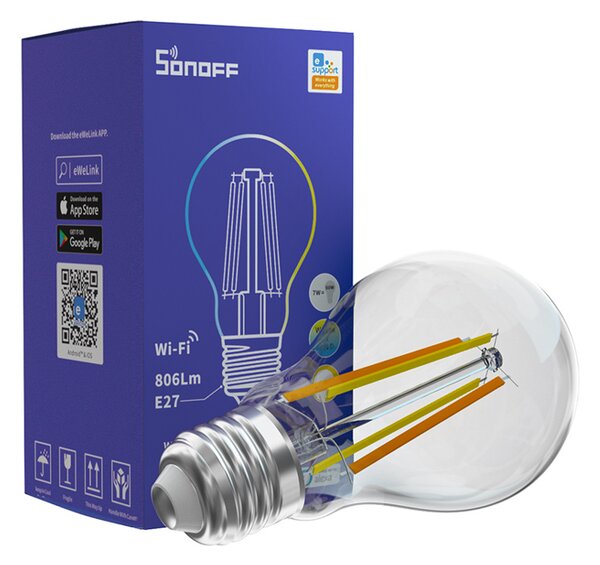 SONOFF Smart λάμπα LED Filament B02-F-A60, Wi-Fi, 7W, E27, 2200K-6500K