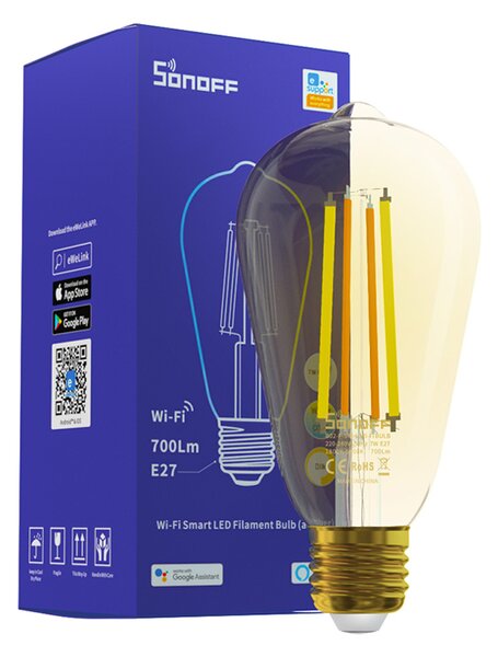 SONOFF Smart λάμπα LED Filament B02-F-ST64, Wi-Fi, 7W, E27, 1800K-5000K