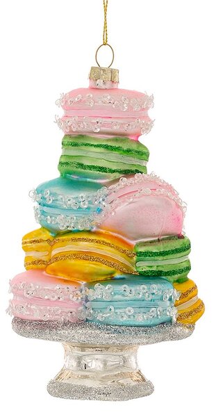 Χριστουγεννιάτικα Macaron Κρεμαστά Γυάλινα 8x8x14εκ. iliadis 87583