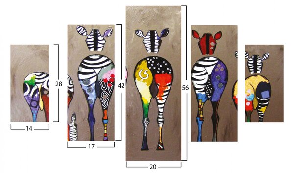 ΠΙΝΑΚΑΣ ΠΕΝΤΑΠΤΥΧΟ MDF COLORFUL ZEBRAS 82Χ56x3 FB97207.03