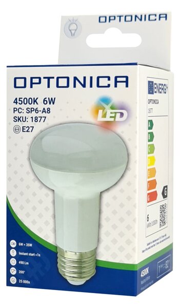 OPTONICA LED λάμπα R63 1877, 6W, 4500K, E27, 480lm