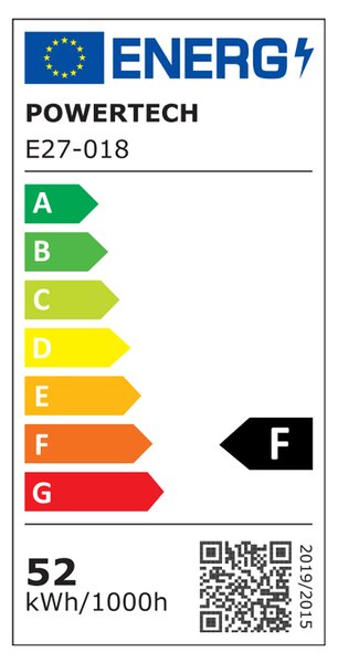 POWERTECH LED λάμπα E27-018, 4x αναδιπλούμενα πτερύγια, 52W, 4000K, E27