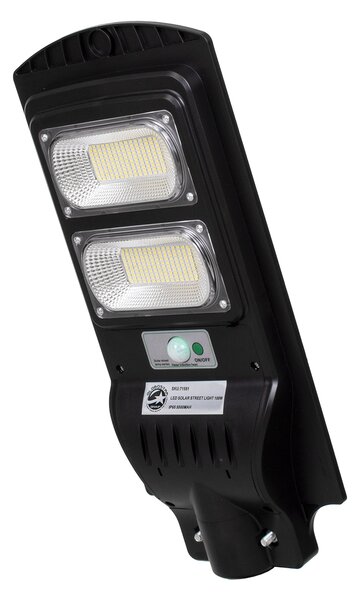 GloboStar® 71551 Αυτόνομο Ηλιακό Φωτιστικό Δρόμου Street Light LED SMD 100W 8000lm με Ενσωματωμένη Μπαταρία Li-ion 5500mAh - Φωτοβολταϊκό Πάνελ με Αισθητήρα Ημέρας-Νύχτας PIR Αισθητήρα Κίνησης Αδιάβροχο IP65 Ψυχρό Λευκό 6000K