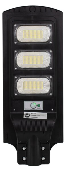 GloboStar® 71552 Αυτόνομο Ηλιακό Φωτιστικό Δρόμου Street Light LED SMD 150W 12000lm με Ενσωματωμένη Μπαταρία Li-ion 9000mAh - Φωτοβολταϊκό Πάνελ με Αισθητήρα Ημέρας-Νύχτας PIR Αισθητήρα Κίνησης Αδιάβροχο IP65 Ψυχρό Λευκό 6000K