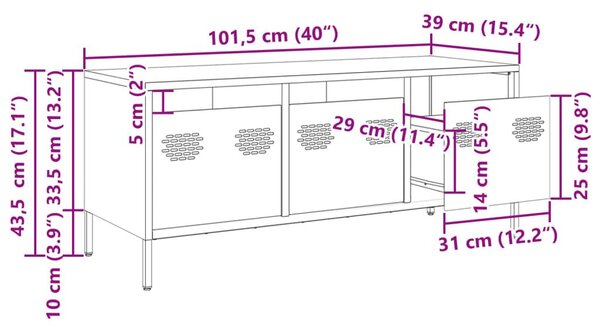 Έπιπλο Τηλεόρασης Ροζ 101,5x39x43,5 εκ. Ατσάλι Ψυχρής Έλασης - Ροζ