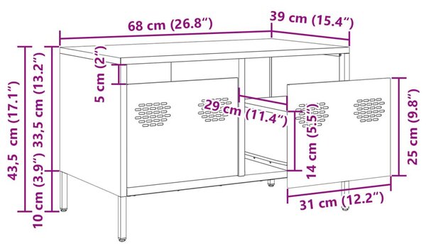 Έπιπλο Τηλεόρασης Μουσταρδί 68x39x43,5 εκ. Ατσάλι Ψυχρής Έλασης - Κίτρινο