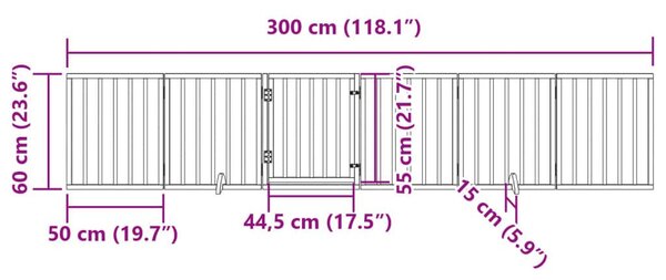 Διαχωριστικό Σκύλων/Πόρτα Πτυσσόμενο 6 Πάνελ 300εκ. Ξύλο Λεύκας - Καφέ