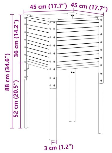 Ζαρντινιέρα Κήπου Ανθρακί 45x45x88 εκ. από Ατσάλι - Ανθρακί