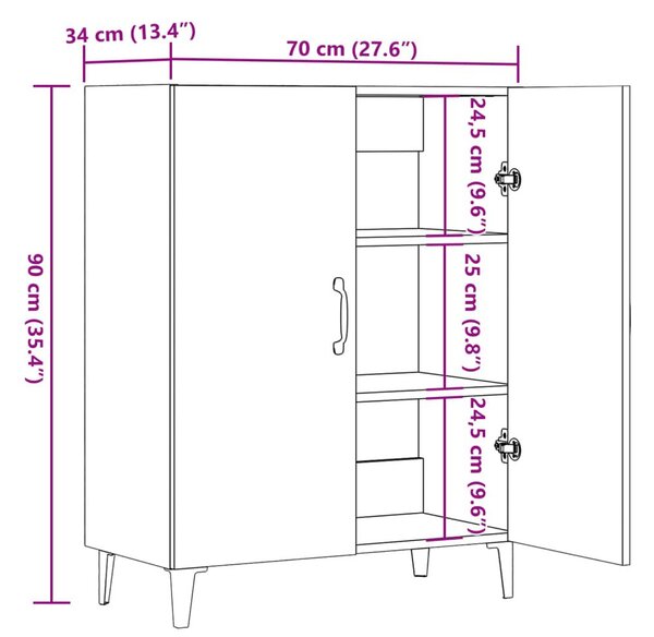 Ντουλάπι Παλαιό Ξύλο 70 x 34 x 90 εκ. από Επεξεργασμένο Ξύλο - Καφέ