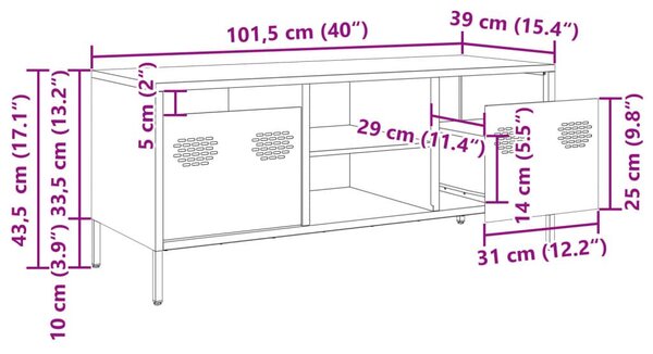 Έπιπλο Τηλεόρασης Μουσταρδί 101,5x39x43,5 Ατσάλι Ψυχρής Έλασης - Κίτρινο