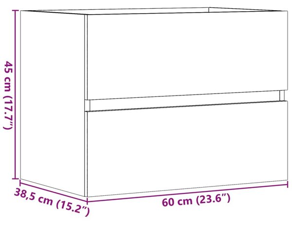 Ντουλάπι Μπάνιου Παλαιό Ξύλο 60x38,5x45 εκ. Επεξεργασμένο Ξύλο - Καφέ