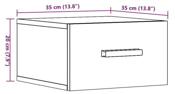 Κομοδίνο Επιτοίχιο Όψη Παλαιού Ξύλου 35 x 35 x 20 εκ. - Καφέ