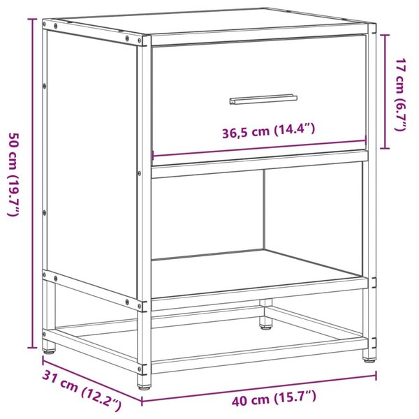 Κομοδίνο Γκρι Sonoma 40x31x50 εκ. από Επεξεργασμένο Ξύλο - Γκρι