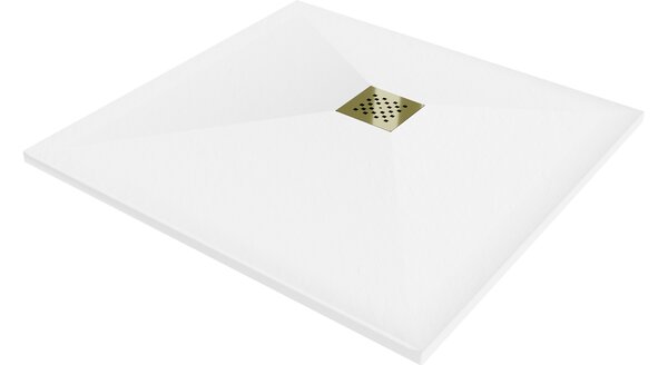 Mexen Stone+ τετράγωνη σύνθετη ντουζιέρα 90 x 90 cm, λευκό, χρυσό κάλυμμα - 44109090-G