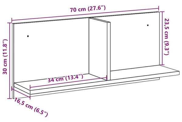 Ντουλάπι Τοίχου Sonoma Δρυς 70x16,5x30 εκ. Επεξεργασμένο Ξύλο - Καφέ