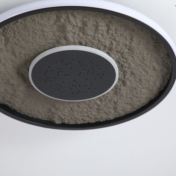 Searchlight LED φωτιστικό οροφής Lumadisc, εφέ αστεριών, μαύρο, Ø 41 cm, ρυθμιζόμενος, Μαύρο, Σαλόνι / τραπεζαρία, Μέταλλο, σύγχρονο