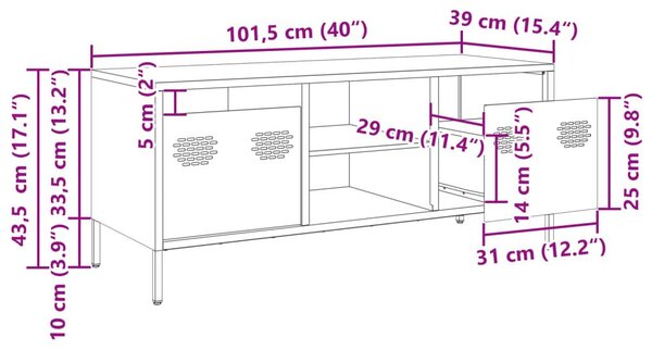 Έπιπλο Τηλεόρασης Ανθρακί 101,5x39x43,5εκ. Ατσάλι Ψυχρής Έλασης - Ανθρακί