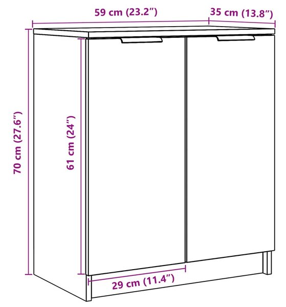 Παπουτσοθήκη Αρτισιανή Δρυς 59x35x70 εκ. Επεξ. Ξύλο - Καφέ