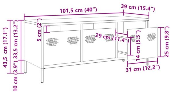 Έπιπλο Τηλεόρασης Μαύρο 101,5x39x43,5 εκ. Ατσάλι Ψυχρής Έλασης - Μαύρο