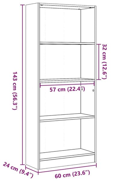 Βιβλιοθήκη Sonoma Δρυς 60x24x143 εκ. από Επεξεργασμένο Ξύλο - Καφέ