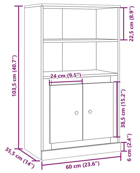 Ντουλάπι Όψη Παλαιού Ξύλου 60 x 35,5 x 103,5 εκ. Επεξ. Ξύλο - Καφέ