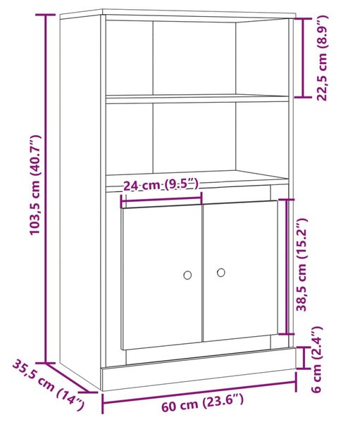 Ντουλάπι Αρτισιανή Δρυς 60x35,5x103,5 εκ από Επεξεργασμένο Ξύλο - Καφέ